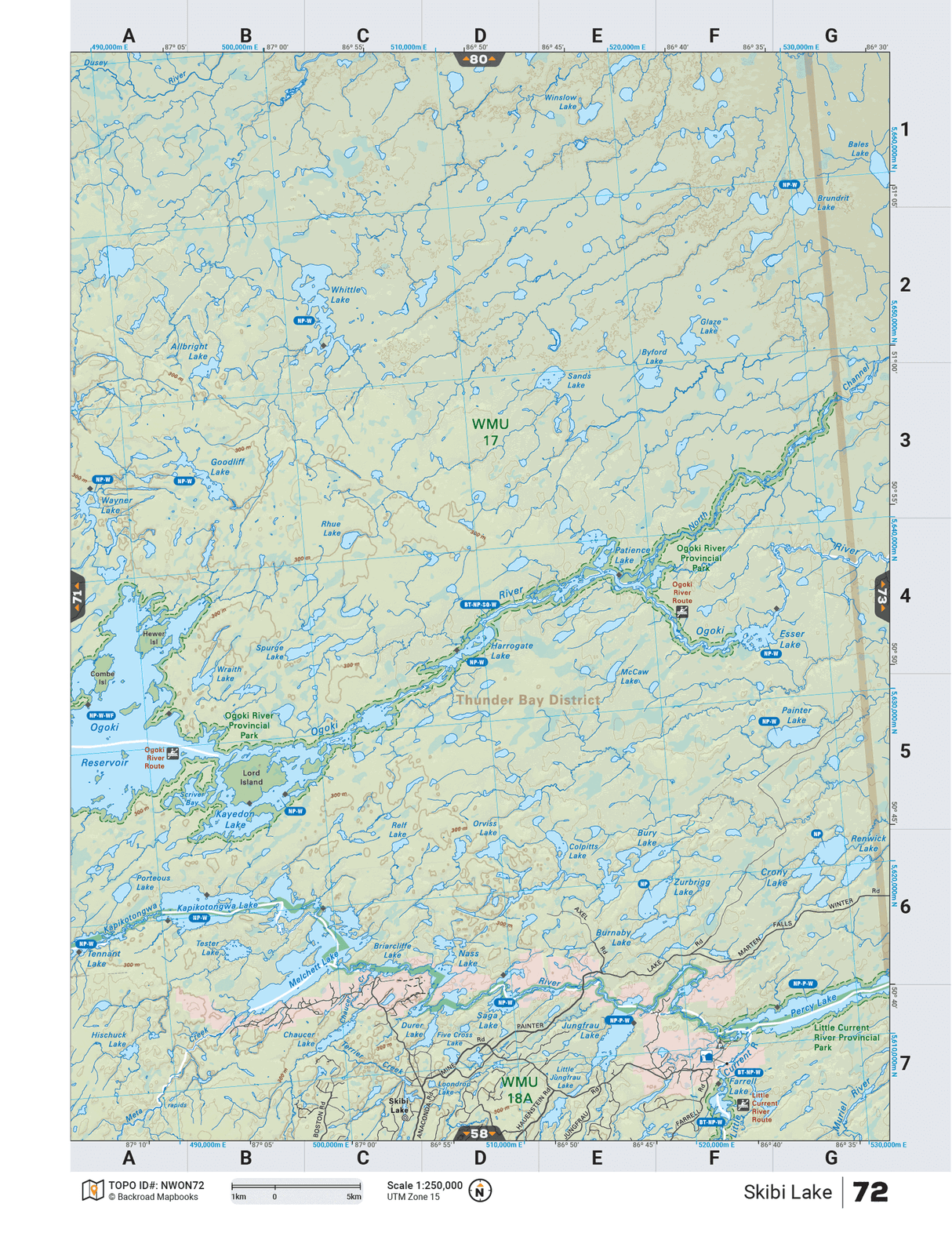 NWON72 Wall Map - Skibi Lake - Backroad Maps