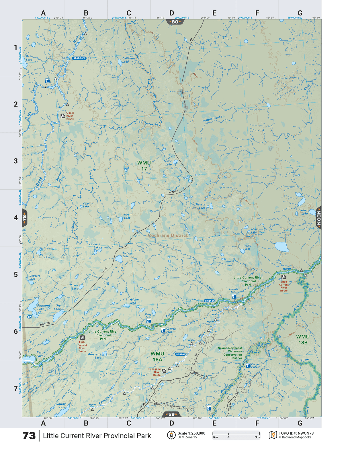 NWON73 TOPO Map - Little Current River Provincial Park - Backroad Maps