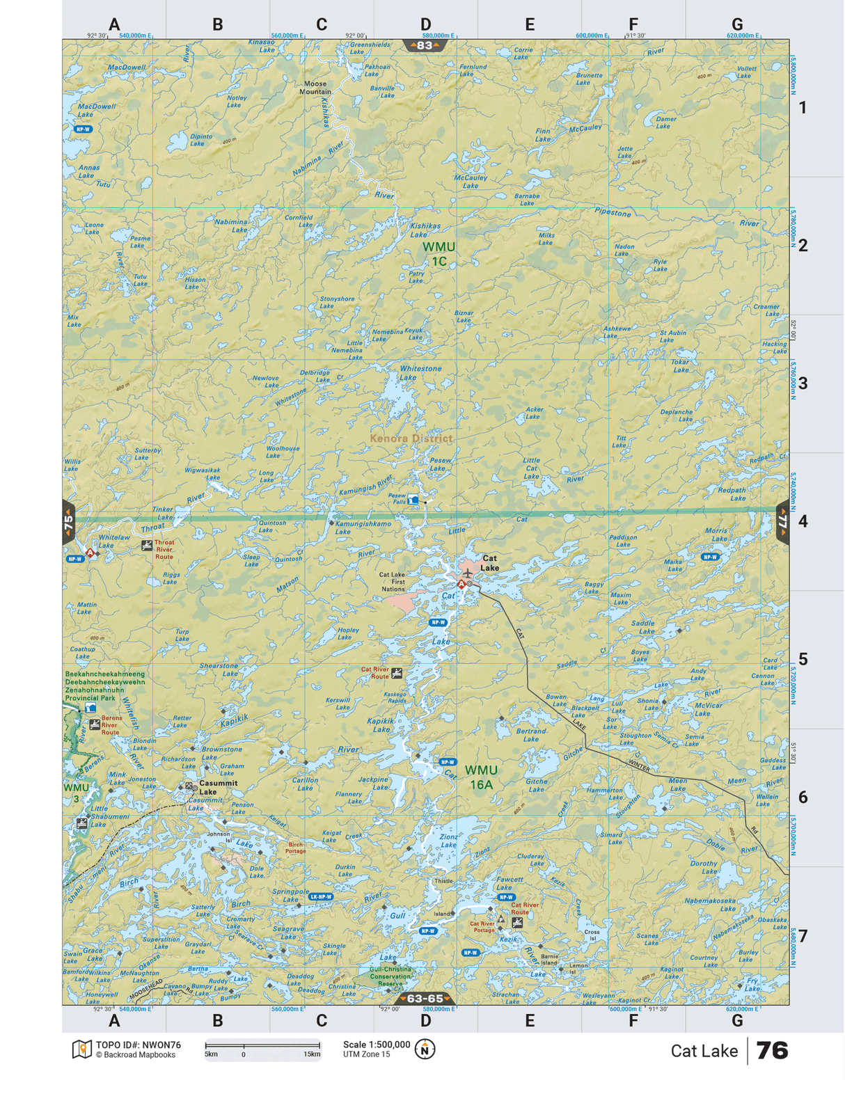 NWON76 TOPO Map - Cat Lake - Backroad Maps
