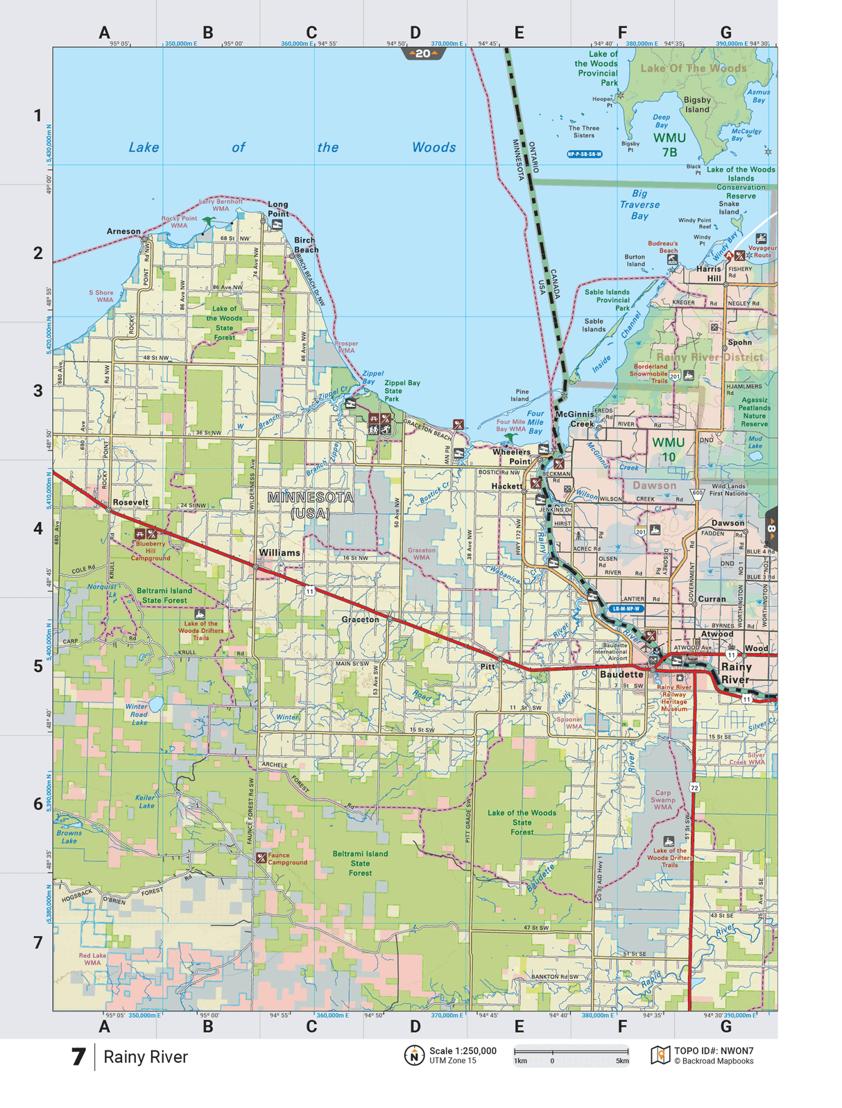 NWON7 TOPO Map - Rainy River - Backroad Maps