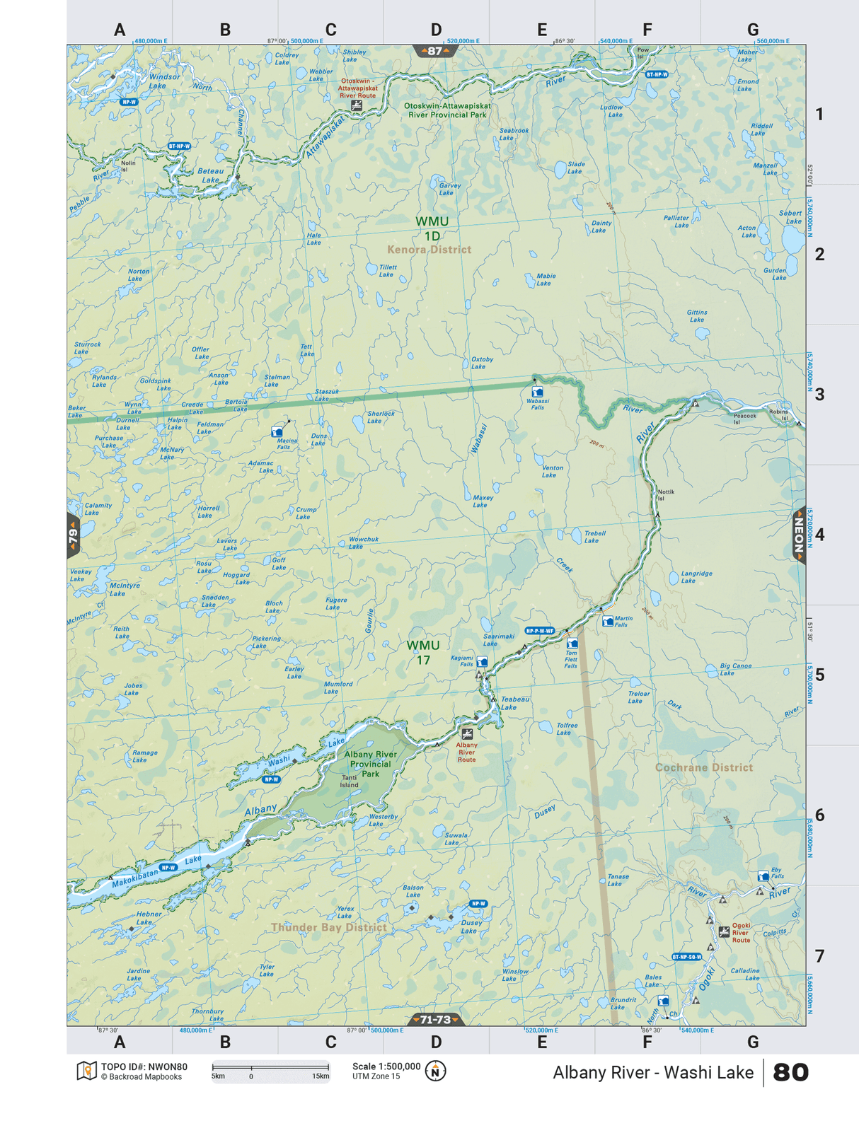 NWON80 Wall Map - Albany River - Washi Lake - Backroad Maps