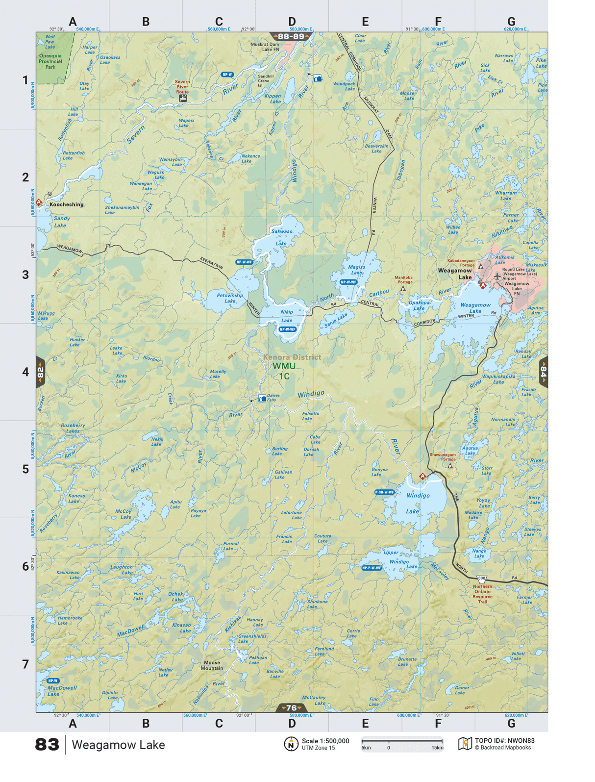 NWON83 TOPO Map - Weagamow Lake - Backroad Maps