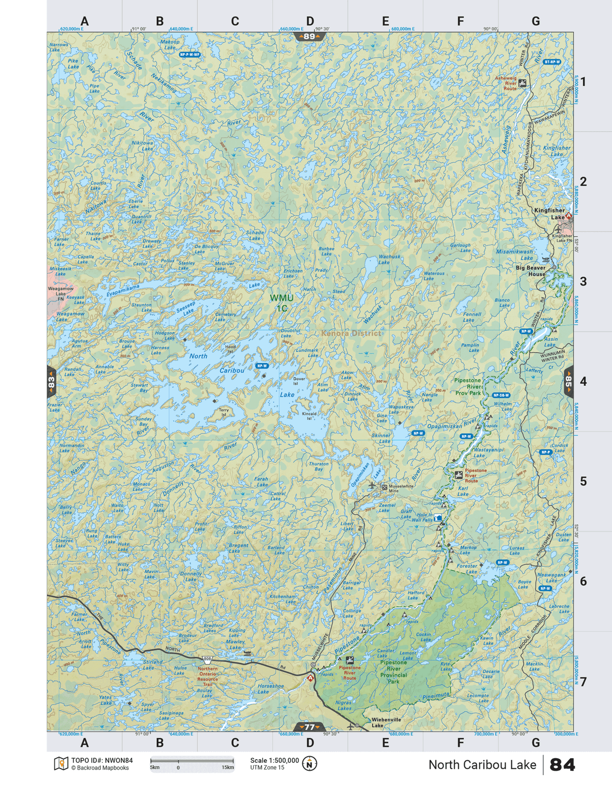 NWON84 TOPO Map - North Caribou Lake - Backroad Maps