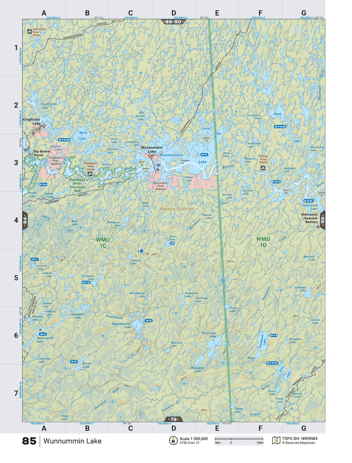 NWON85 TOPO Map - Wunnummin Lake - Backroad Maps