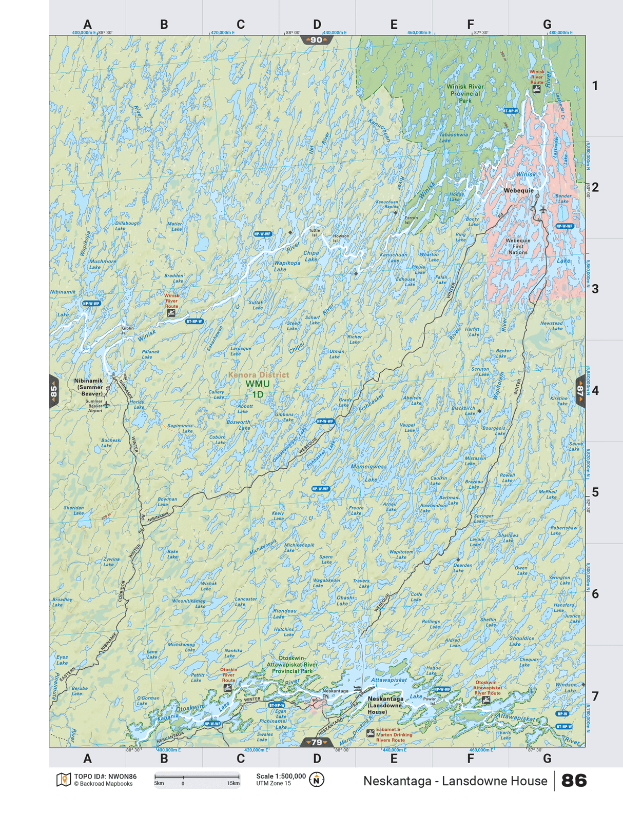 NWON86 TOPO Map - Neskantaga - Lansdowne House - Backroad Maps