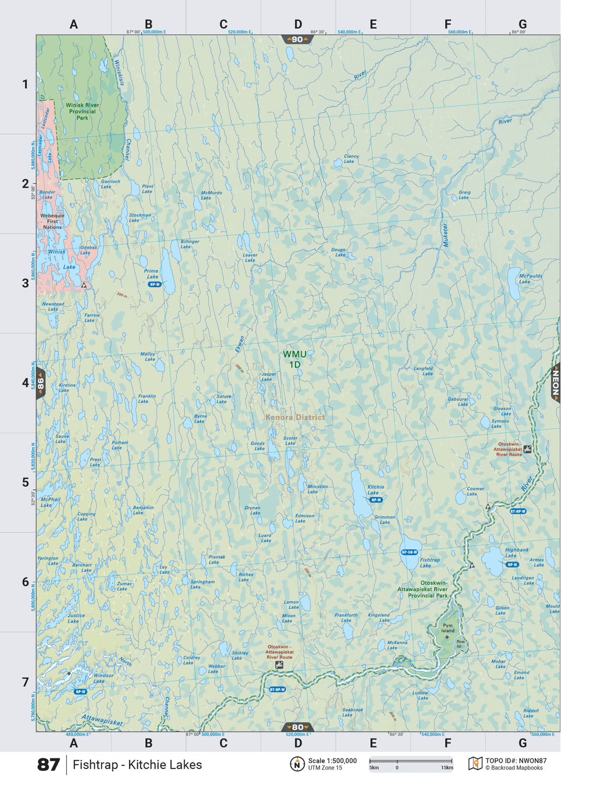 NWON87 TOPO Map - Fishtrap - Kitchie Lakes - Backroad Maps