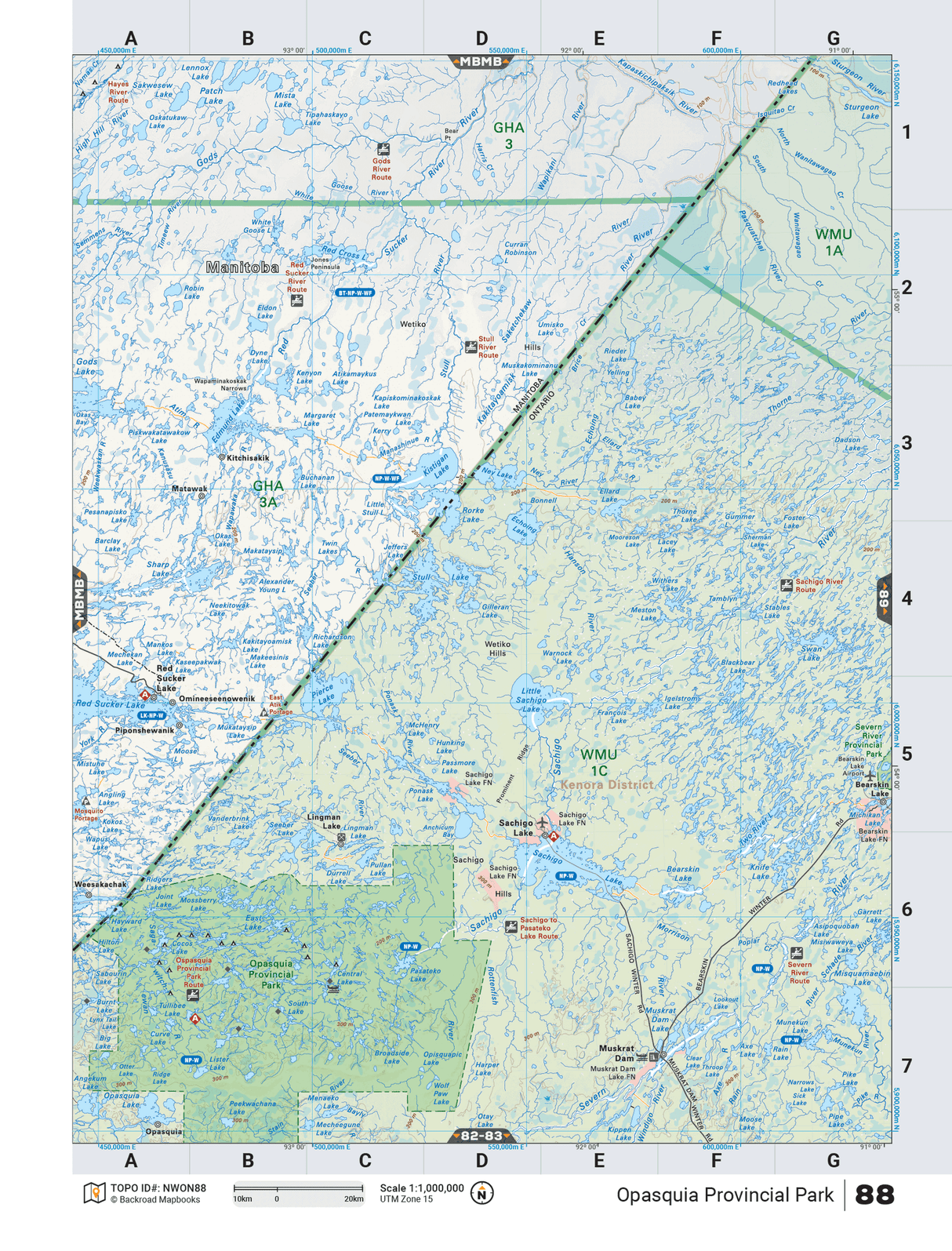 NWON88 TOPO Map - Opasquia Provincial Park - Backroad Maps