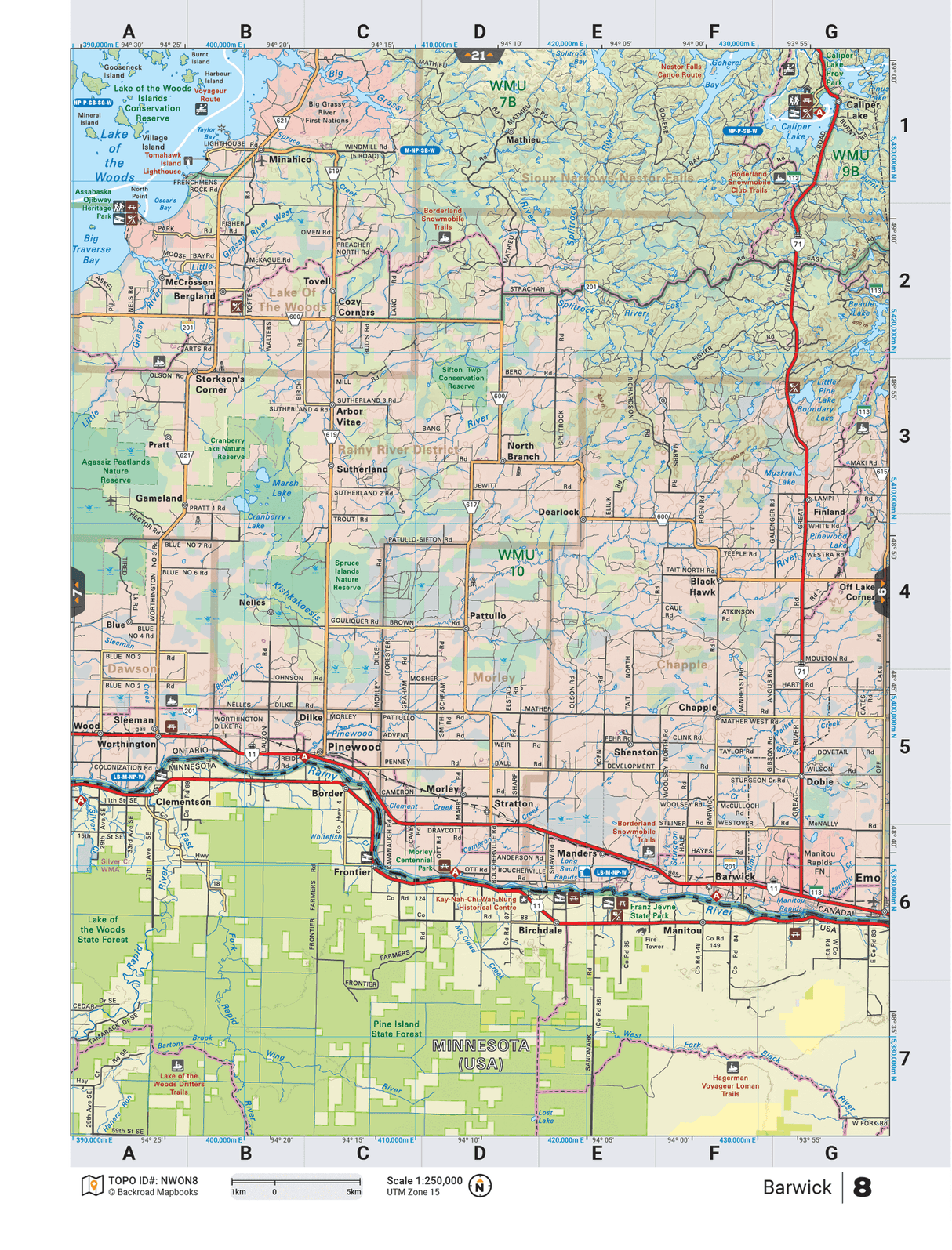 NWON8 Wall Map - Barwick - Backroad Maps