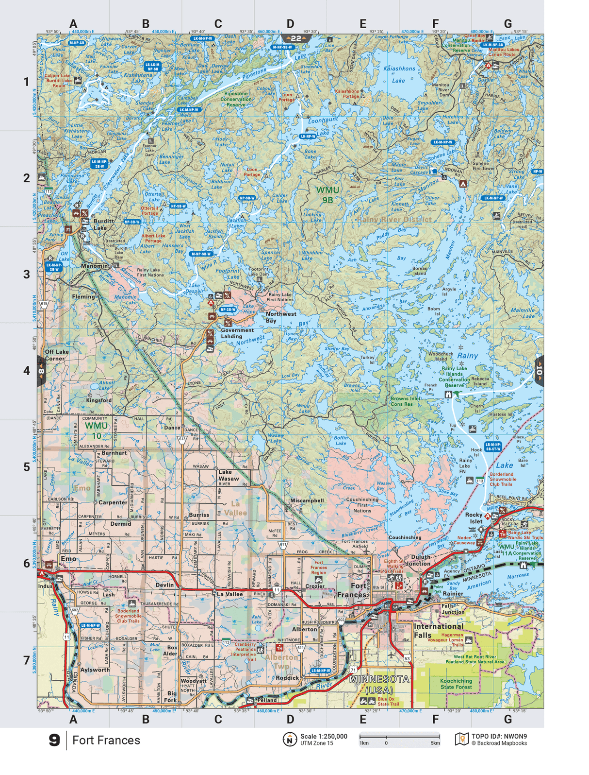NWON9 Wall Map - Fort Frances - Backroad Maps