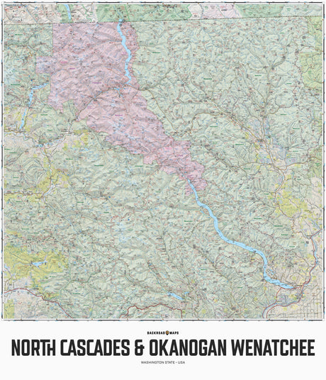 North Cascades, Okanogan Wenatchee, Washington State - Wall Map - Backroad Maps