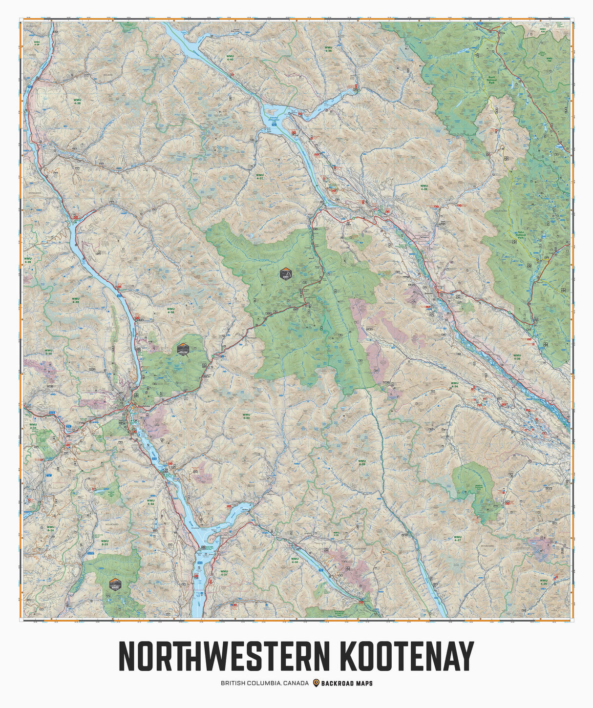 Northwestern Kootenay, BC - Wall Map - Backroad Maps