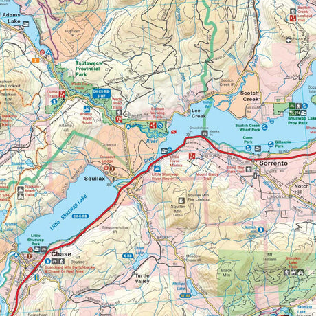 Shuswap, Adams & Mabel Lakes, BC - Wall Map