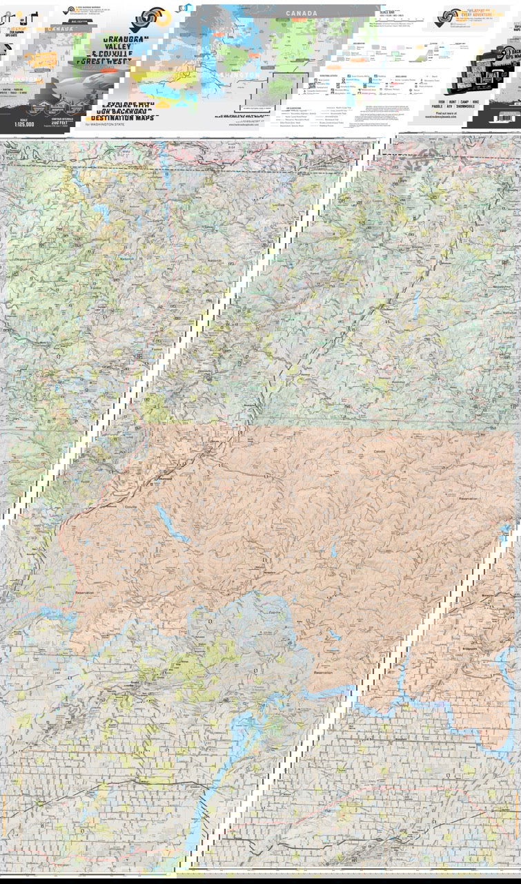 Okanogan Valley & Colville Forest West, Washington State - Destination Map - Backroad Maps