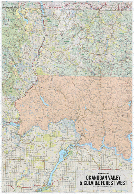 Okanogan Valley & Colville Forest West, Washington State - Wall Map - Backroad Maps