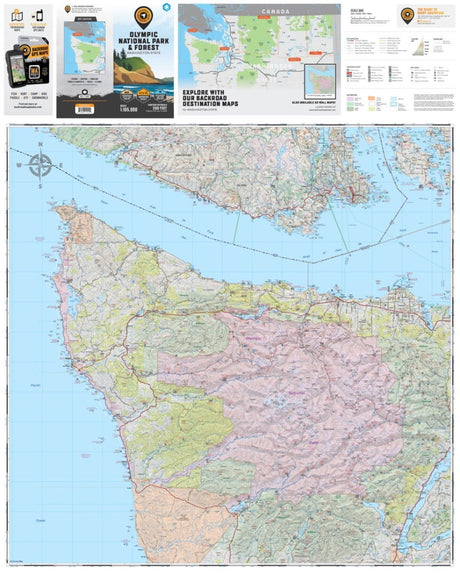 Olympic National Park & Forest, Washington State - Destination Map - Backroad Maps