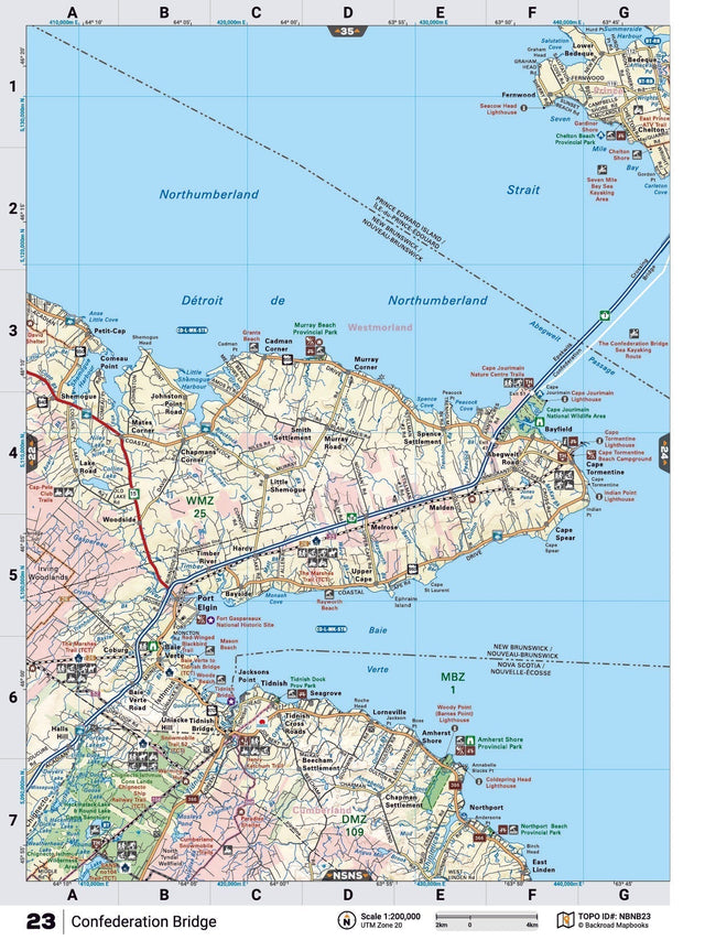 PEI1 Wall Map - Confederation Bridge - Backroad Maps