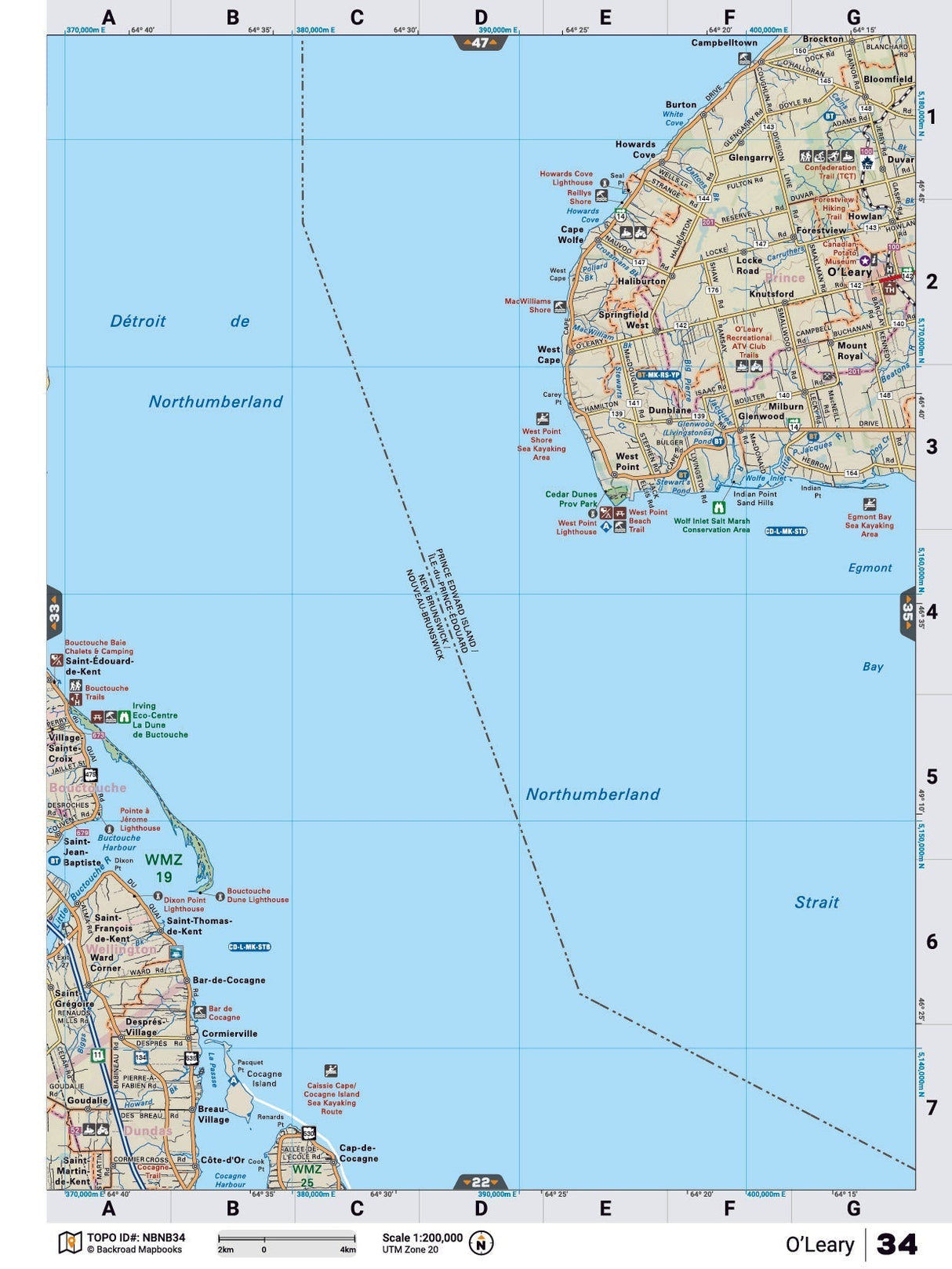 PEI6 Wall Map - O'Leary - Backroad Maps