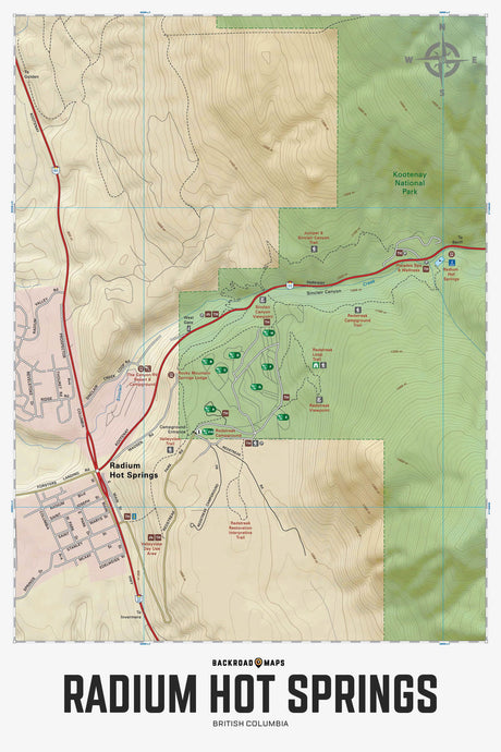 Radium Hot Springs - Kootenay National Park BC - Wall Map - Backroad Maps