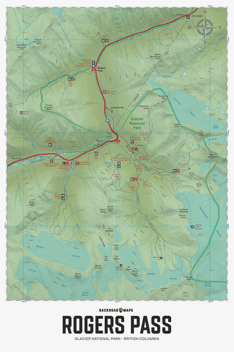 Rogers Pass - Glacier National Park BC - Wall Map - Backroad Maps