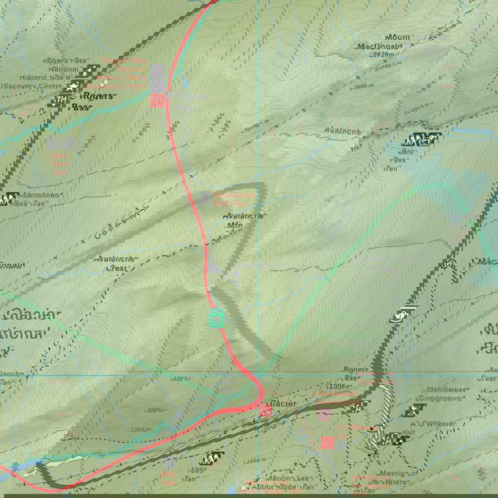 Rogers Pass (Glacier National Park, BC) - Destination Map - Backroad Maps