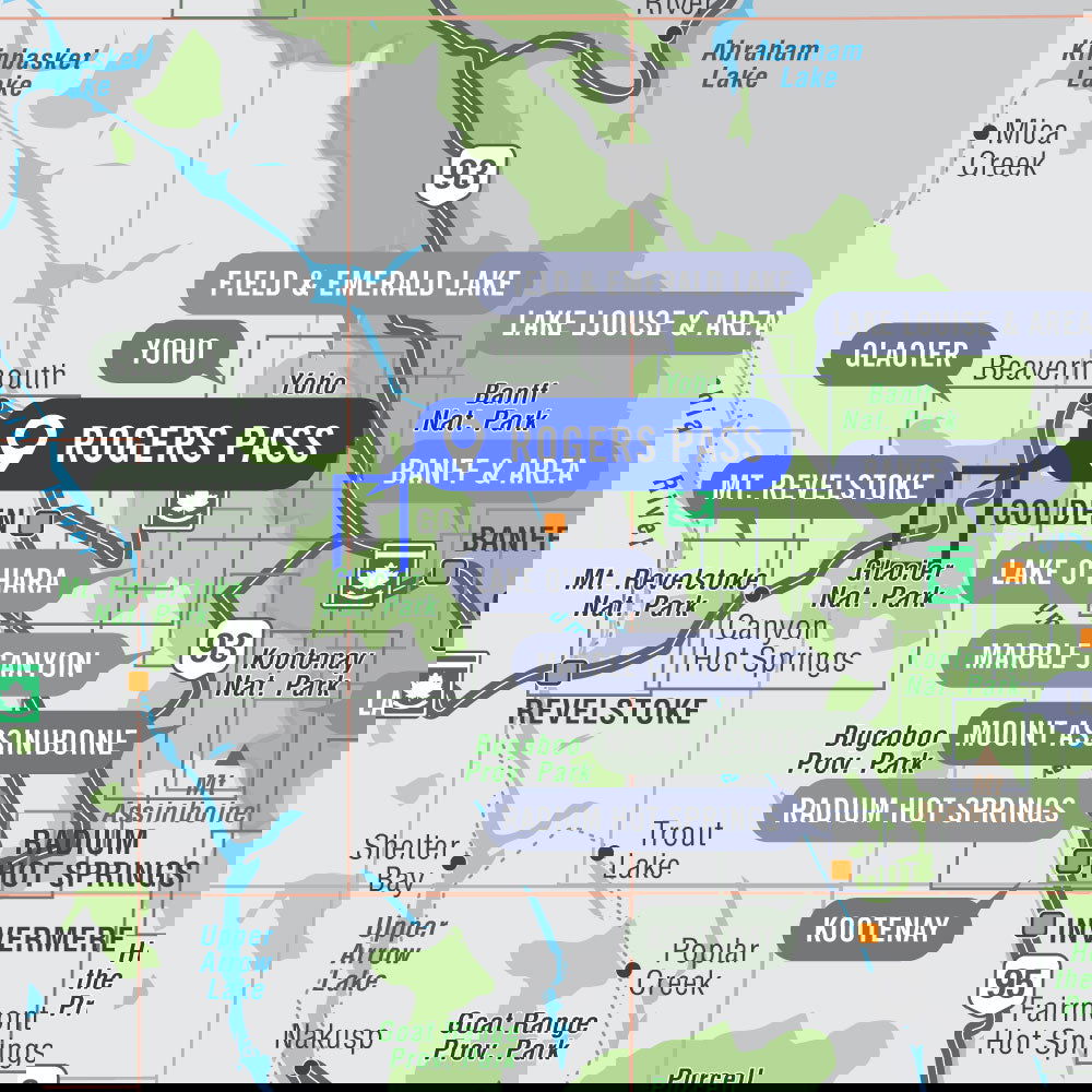 Rogers Pass (Glacier National Park, BC) - Destination Map - Backroad Maps