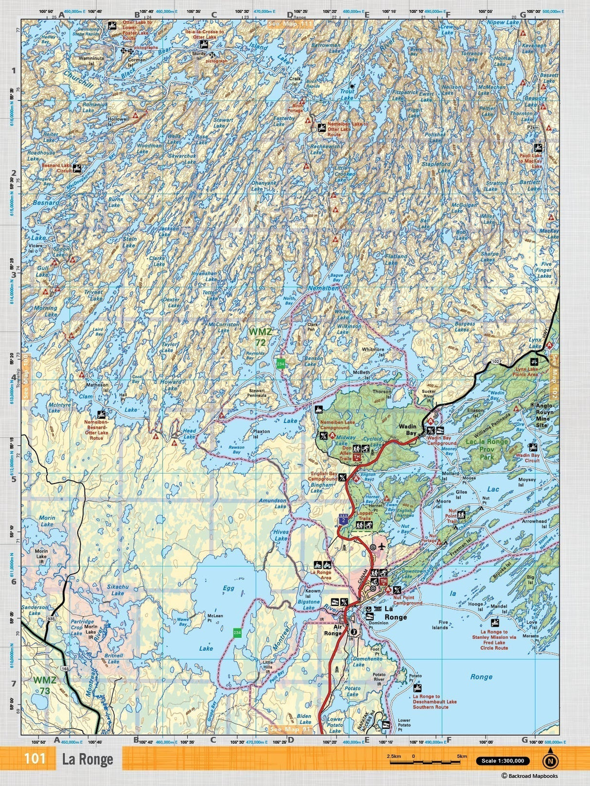 SKSK101 Wall Map - La Ronge - Backroad Maps