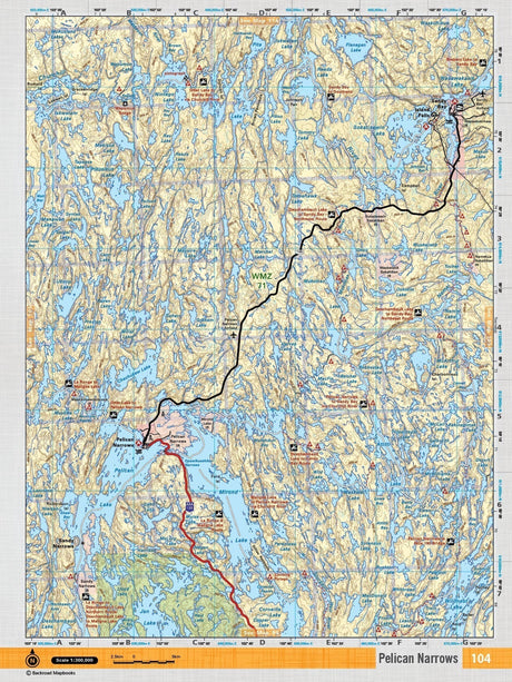 SKSK104 Wall Map - Pelican Narrows - Backroad Maps