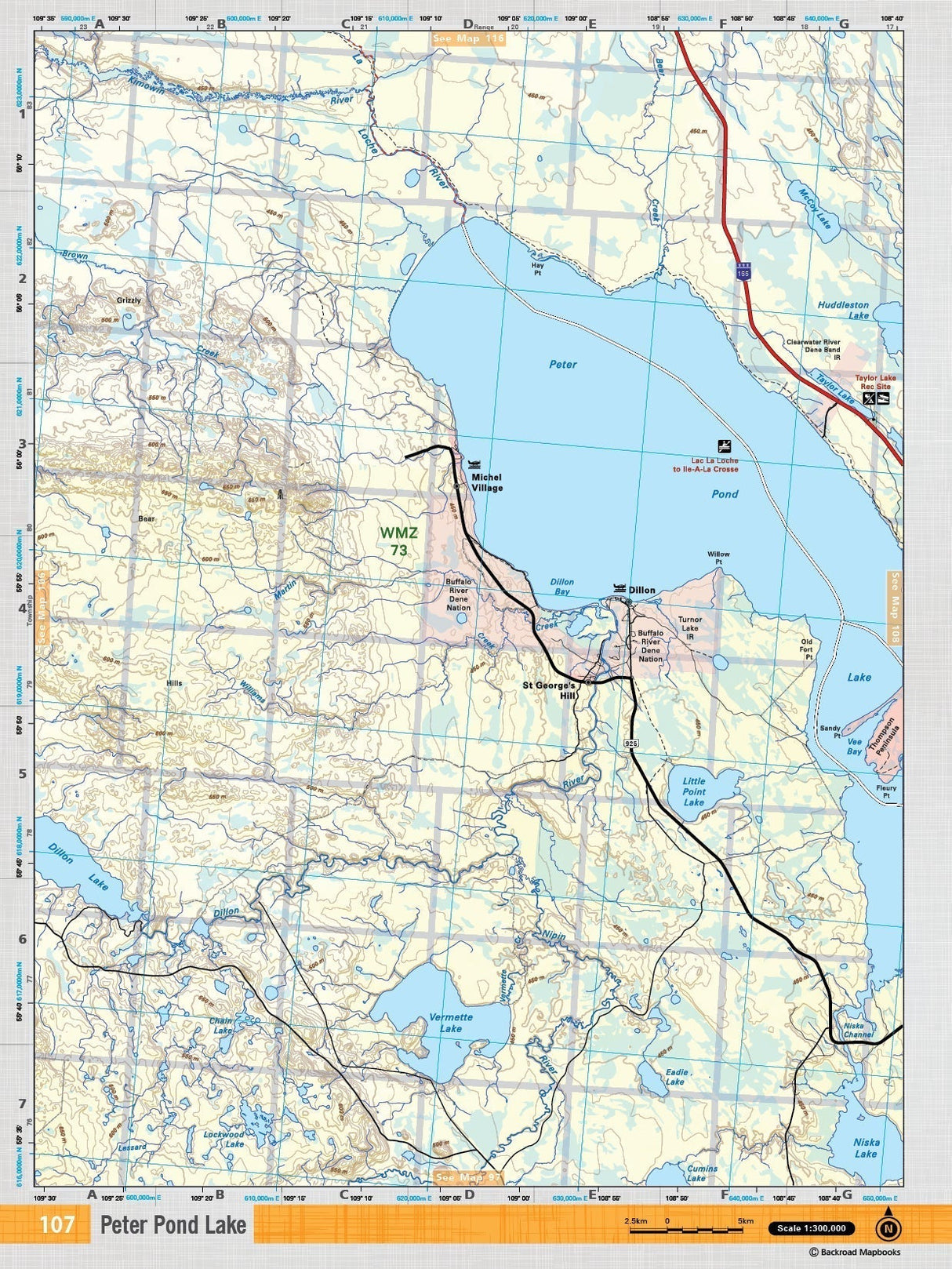 SKSK107 Wall Map - Peter Pond Lake - Backroad Maps