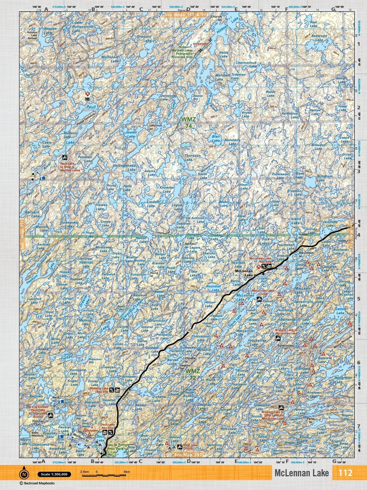 SKSK112 Wall Map - McLennan Lake - Backroad Maps