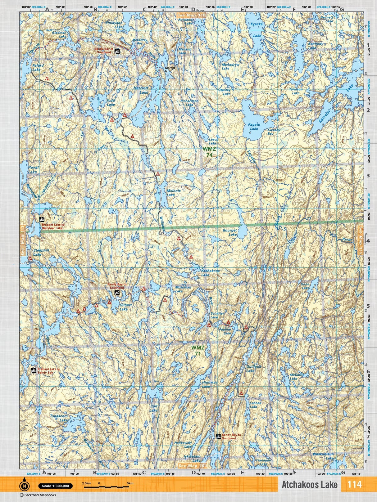 SKSK114 TOPO Map - Atchakoos Lake - Backroad Maps