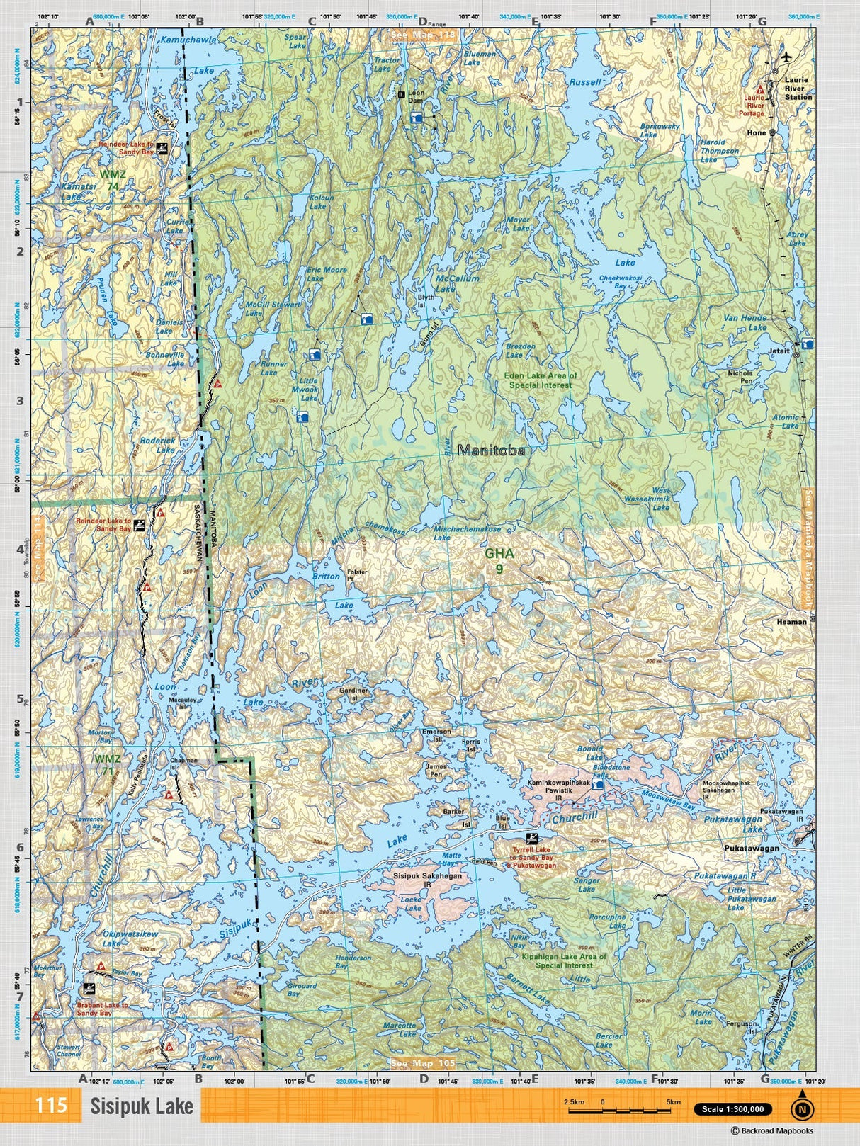 SKSK115 TOPO Map - Sisipuk Lake - Backroad Maps