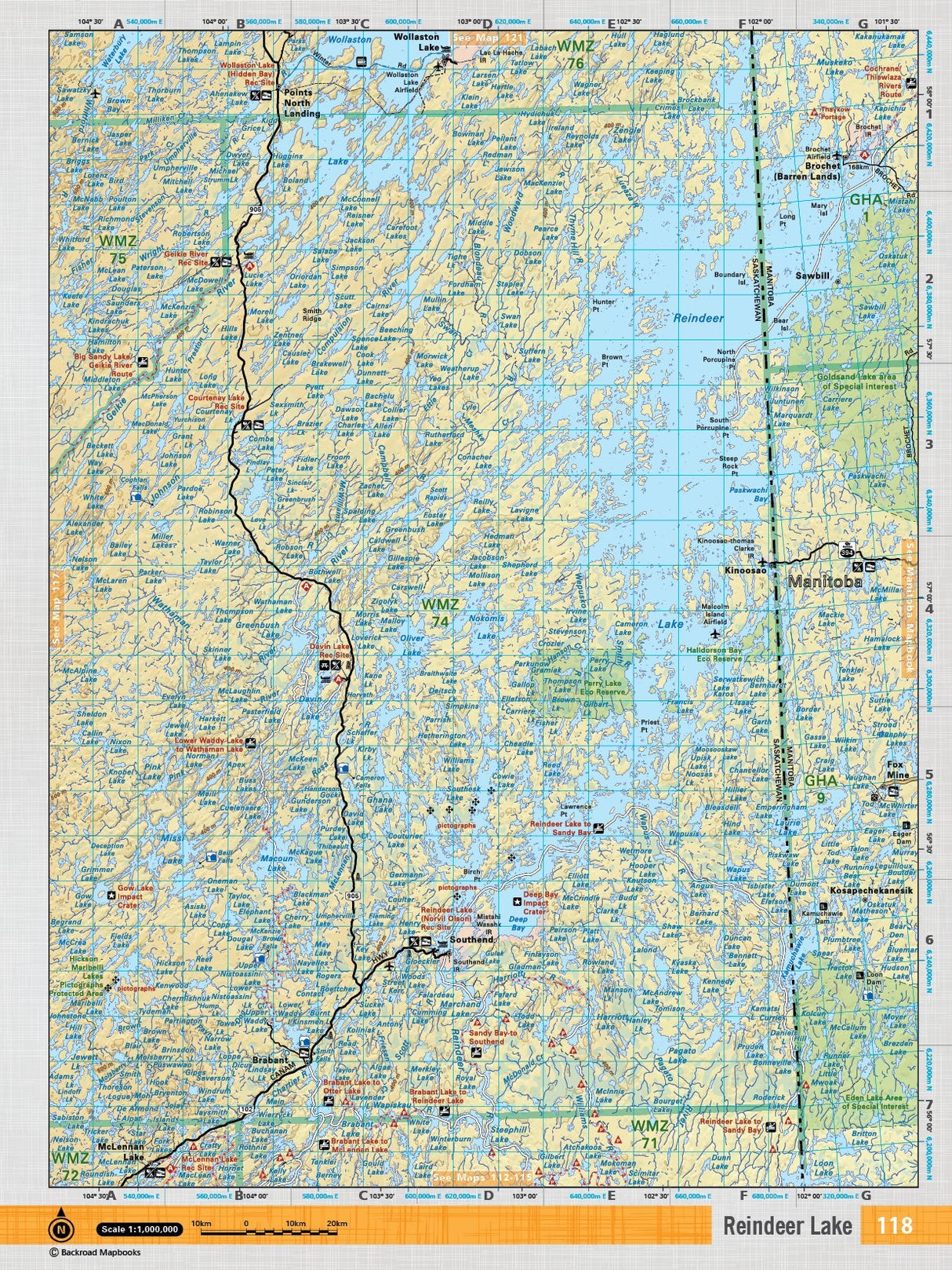 SKSK118 TOPO Map - Reindeer Lake - Backroad Maps