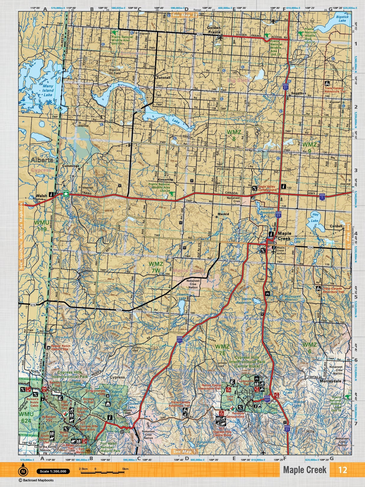 SKSK12 TOPO Map - Maple Creek - Backroad Maps