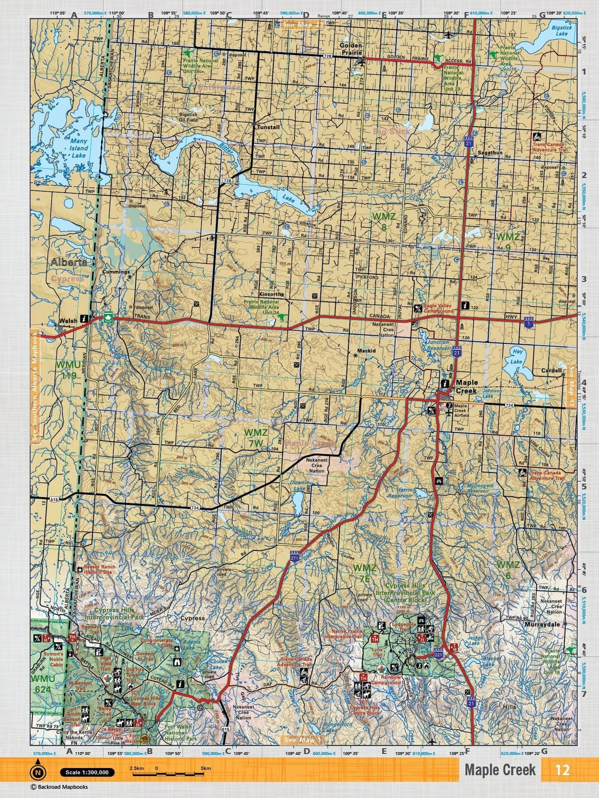 SKSK12 Wall Map - Maple Creek - Backroad Maps