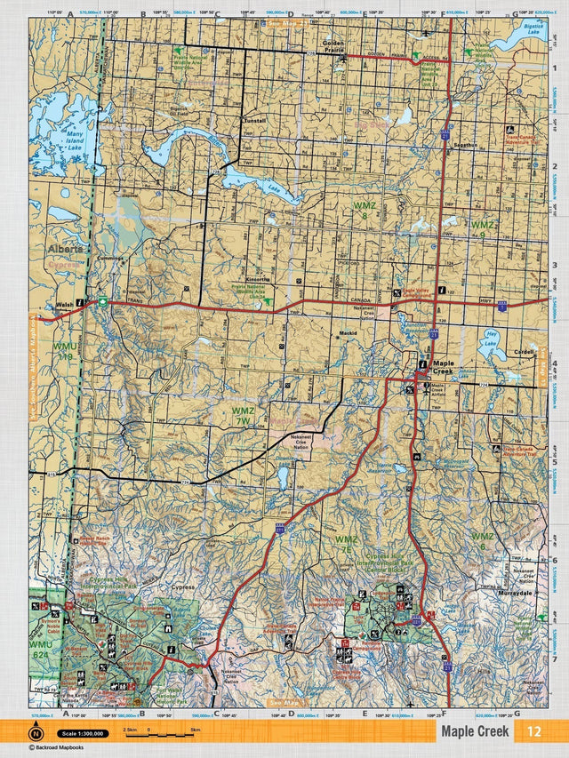 SKSK12 Wall Map - Maple Creek - Backroad Maps