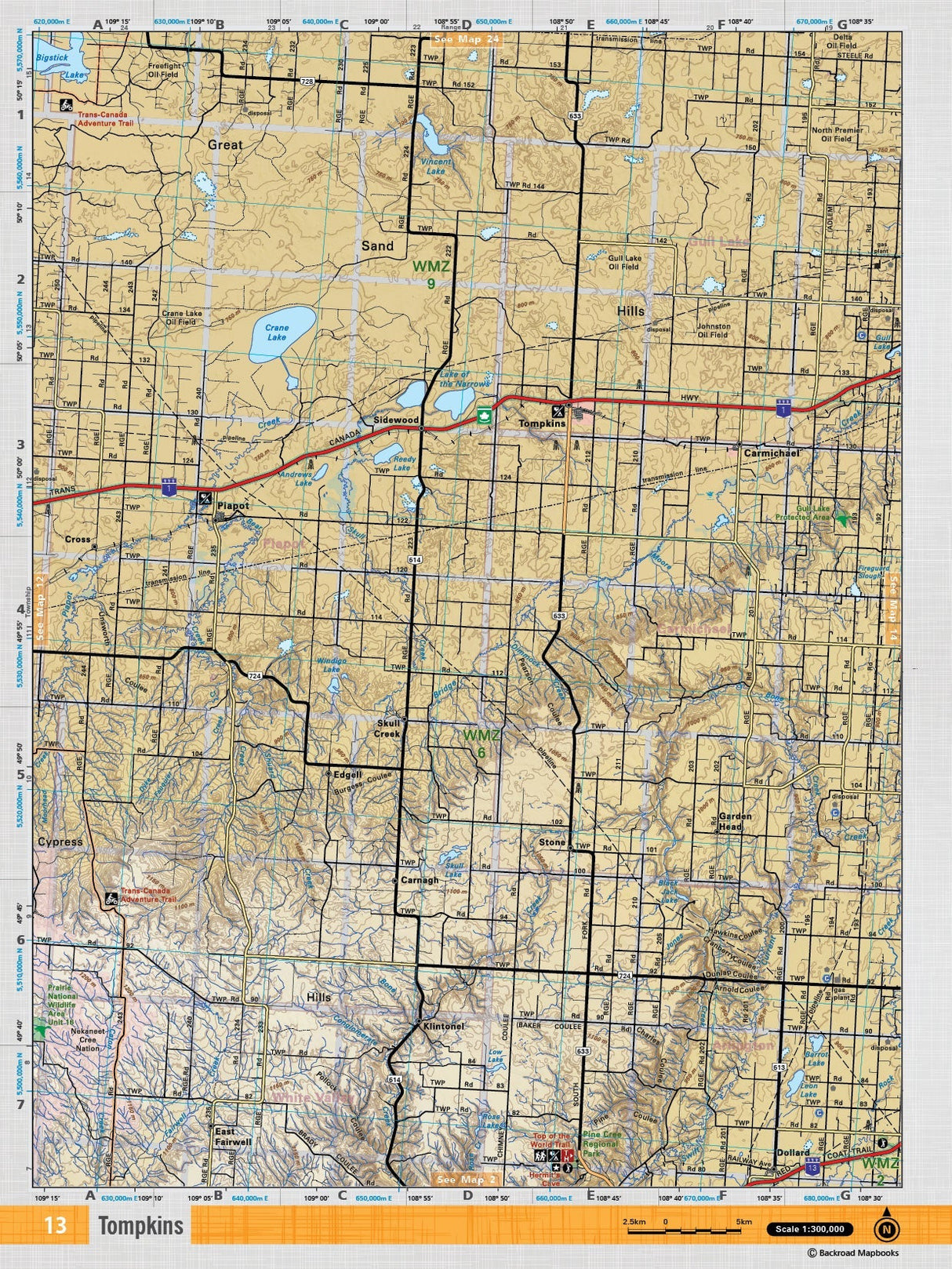 SKSK13 TOPO Map - Tompkins - Backroad Maps