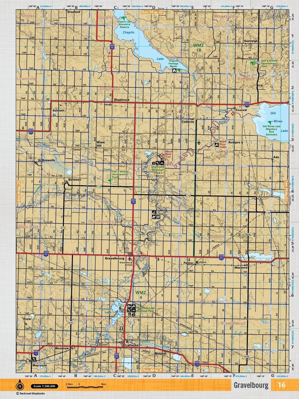 SKSK16 Wall Map - Gravelbourg - Backroad Maps