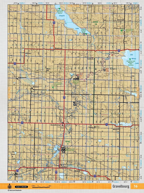 SKSK16 Wall Map - Gravelbourg - Backroad Maps
