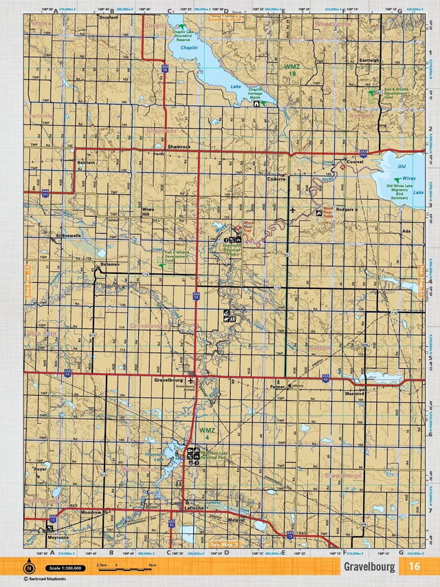 SKSK16 Wall Map - Gravelbourg - Backroad Maps