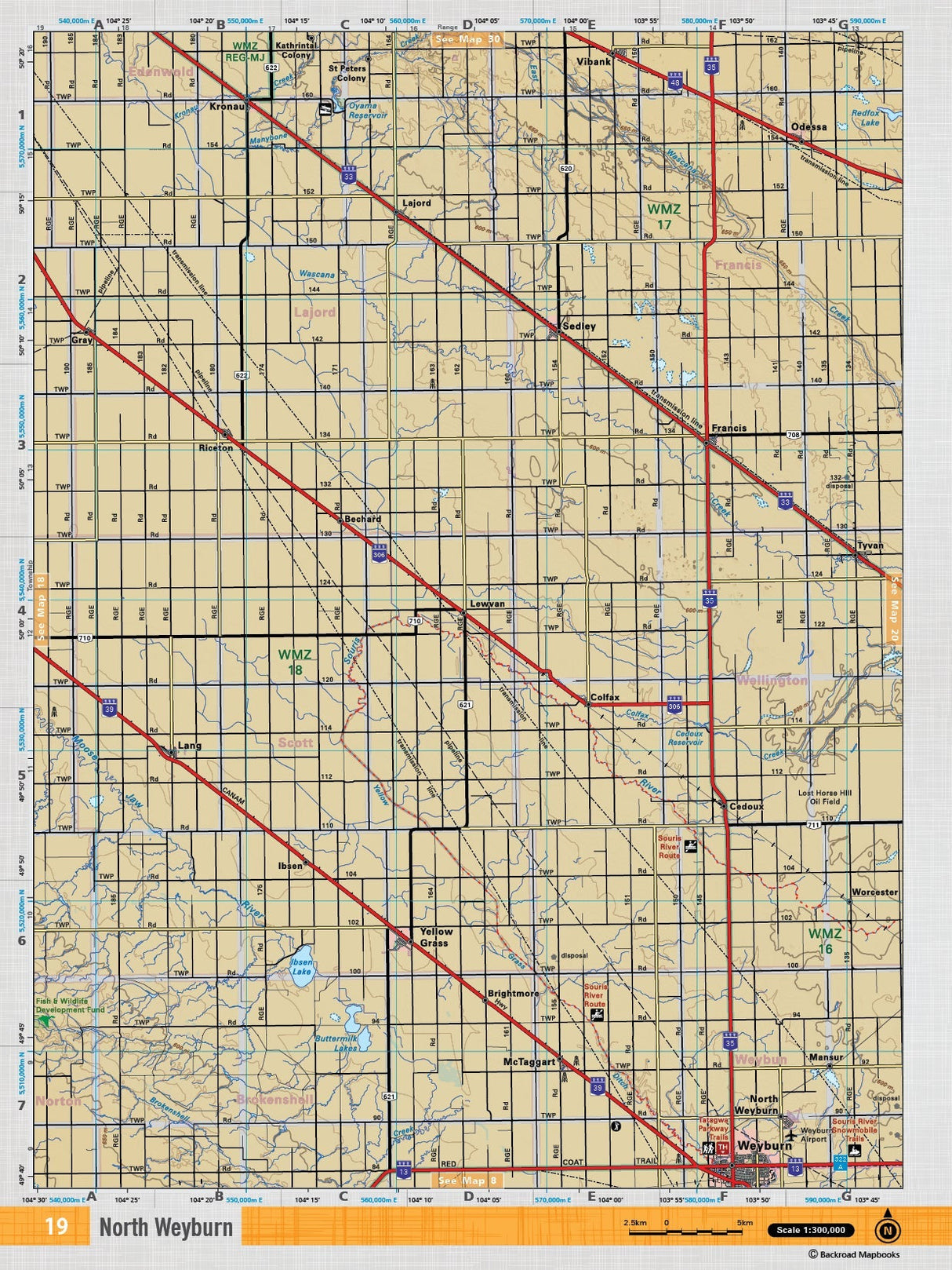 SKSK19 TOPO Map - North Weyburn - Backroad Maps