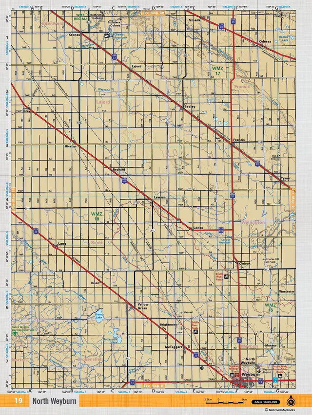 SKSK19 Wall Map - North Weyburn - Backroad Maps