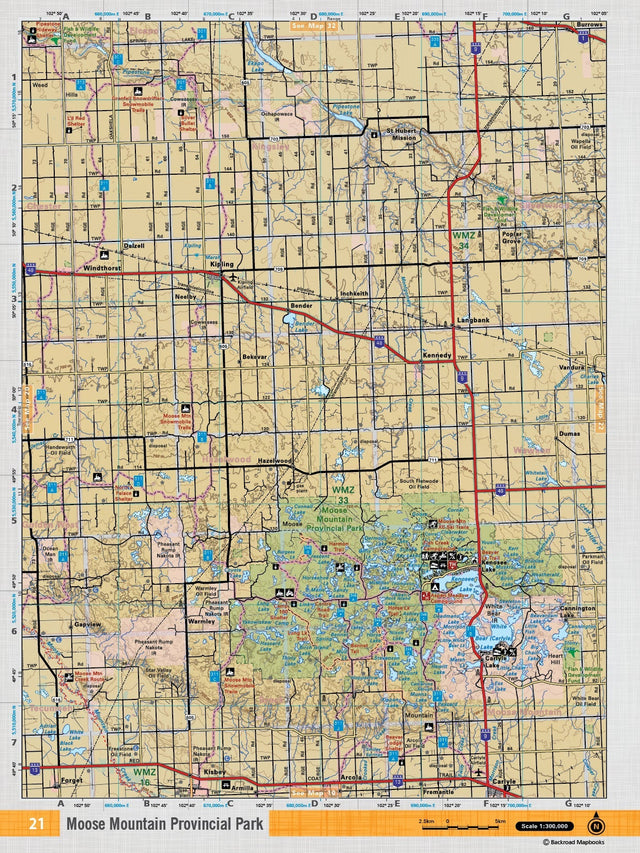 SKSK21 TOPO Map - Moose Mountain Provincial Park - Backroad Maps