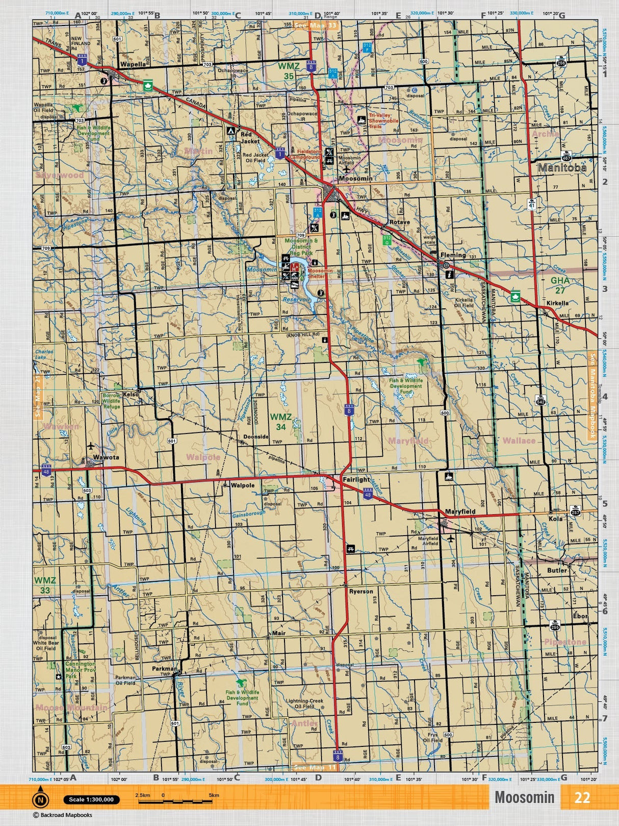 SKSK22 TOPO Map - Moosomin - Backroad Maps