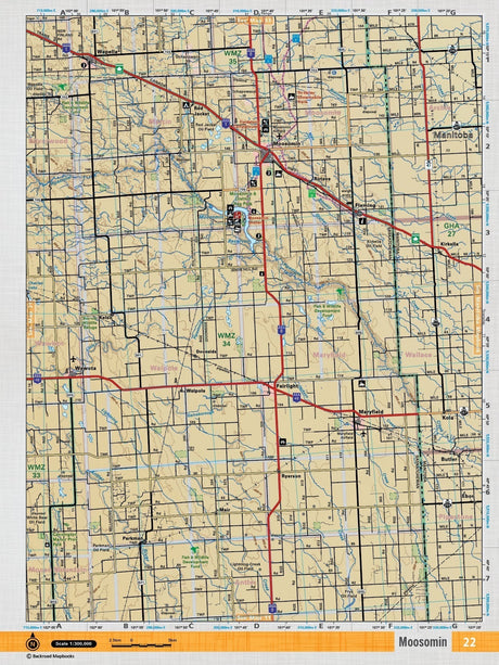 SKSK22 Wall Map - Moosomin - Backroad Maps