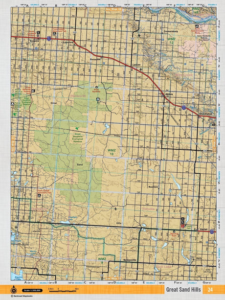 SKSK24 Wall Map - Great Sand Hills - Backroad Maps
