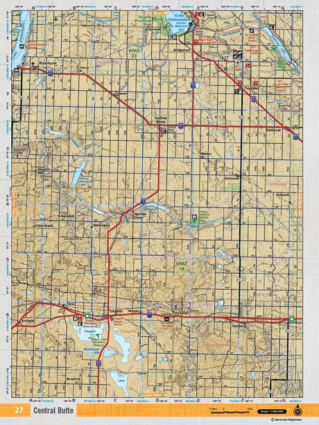 SKSK27 Wall Map - Central Butte - Backroad Maps
