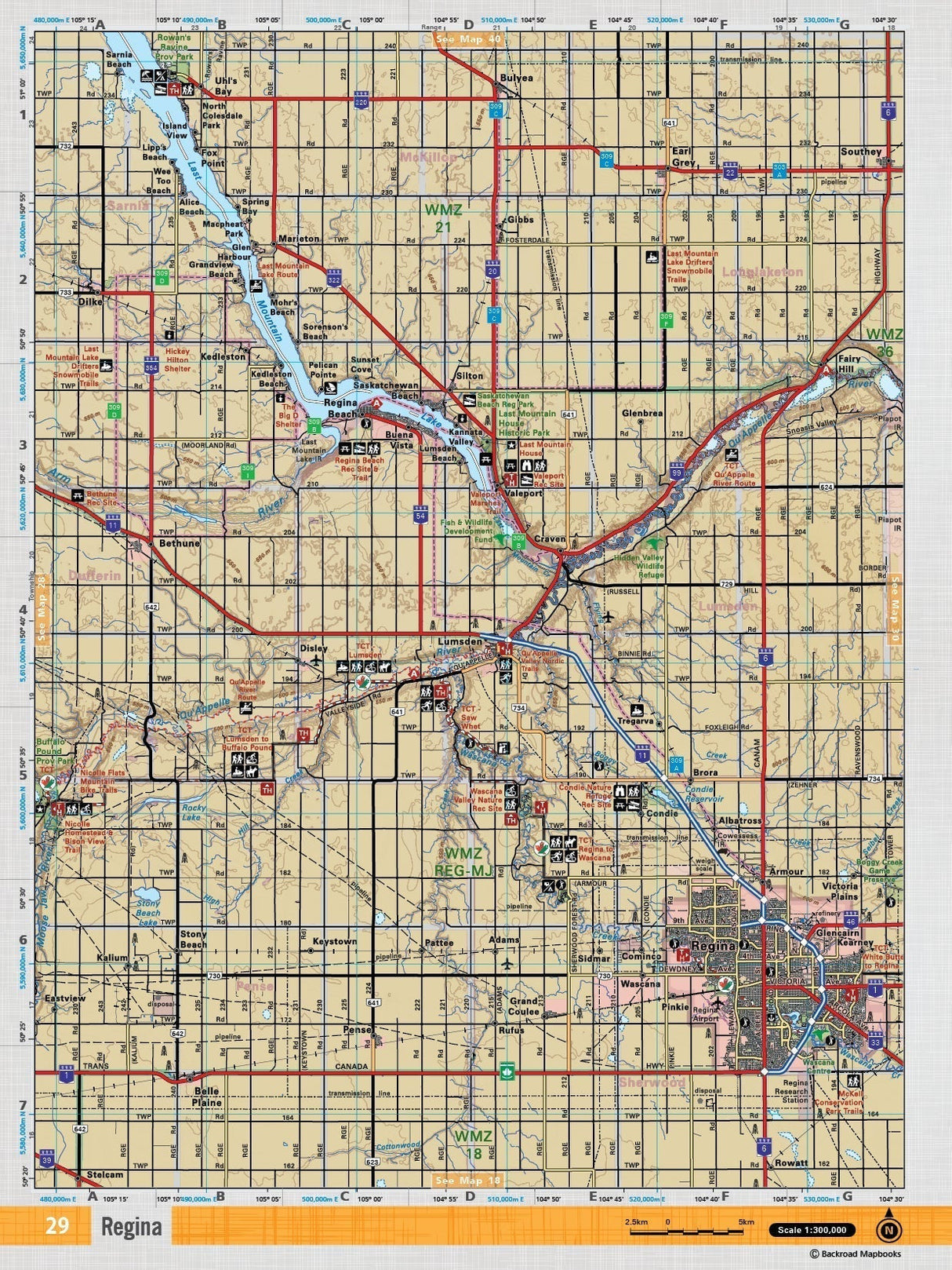 SKSK29 Wall Map - Regina - Backroad Maps