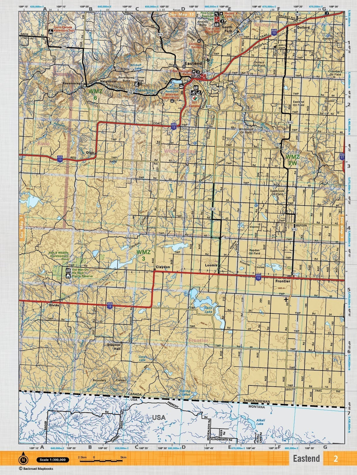 SKSK2 Wall Map - Eastend - Backroad Maps