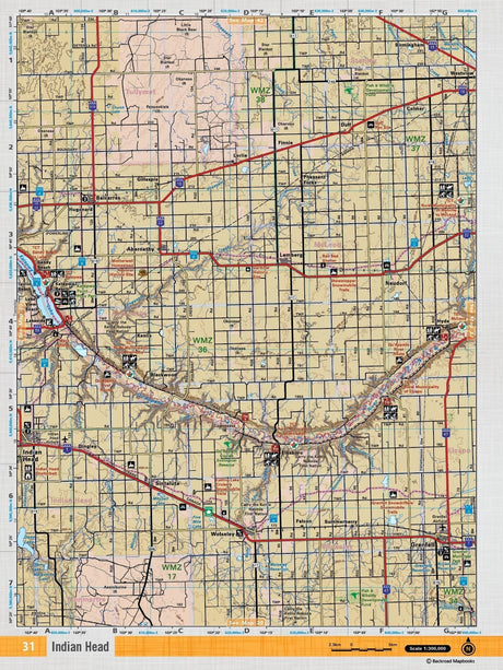 SKSK31 Wall Map - Indian Head - Backroad Maps