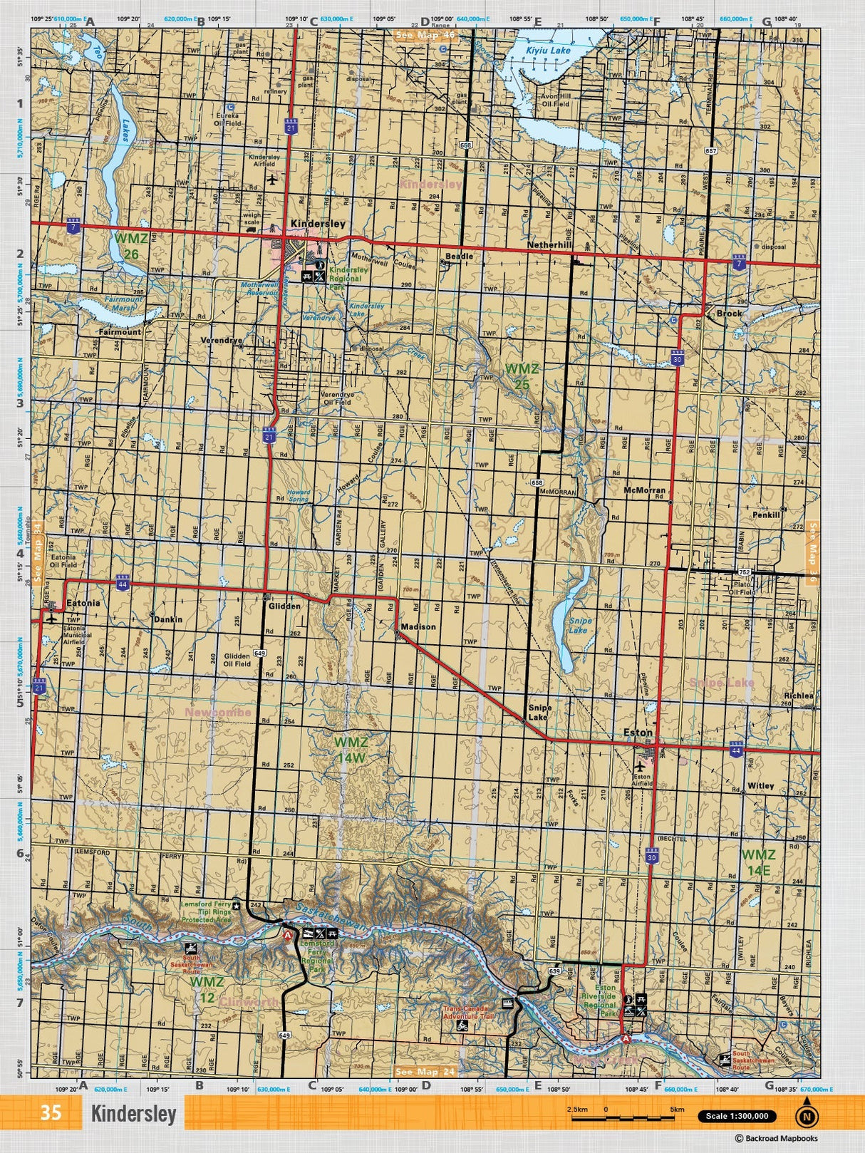 SKSK35 TOPO Map - Kindersley - Backroad Maps